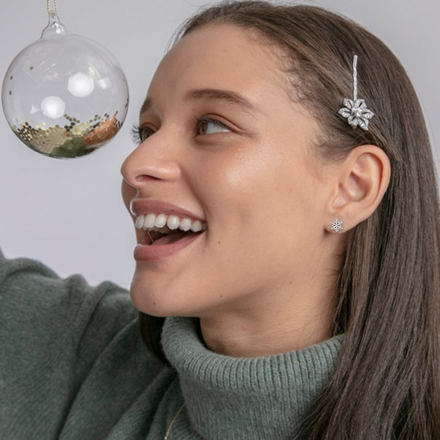 Gemstone Snowflake Stud Earring