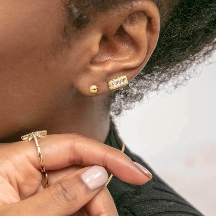 gold bar stud earrings