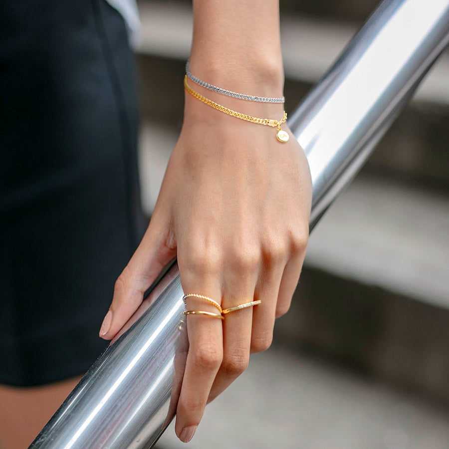 silver curb chain bracelet