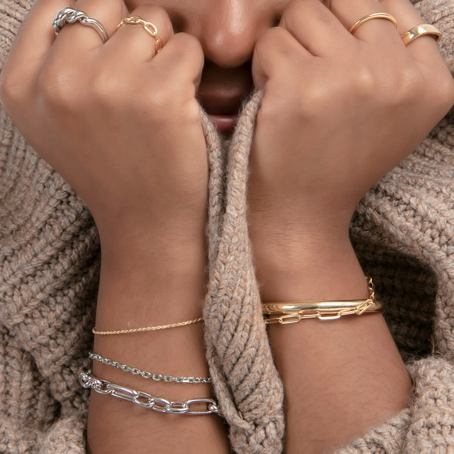 Sterling silver oval link bracelet