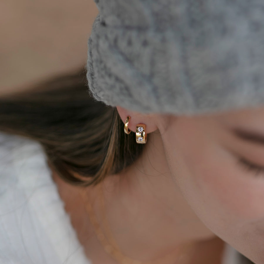 Starburst mini gold hoop earrings