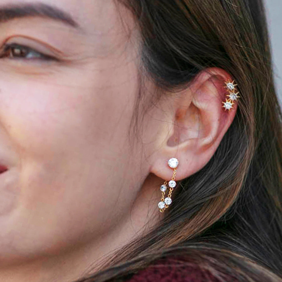Gemstone Starburst Stud Earring