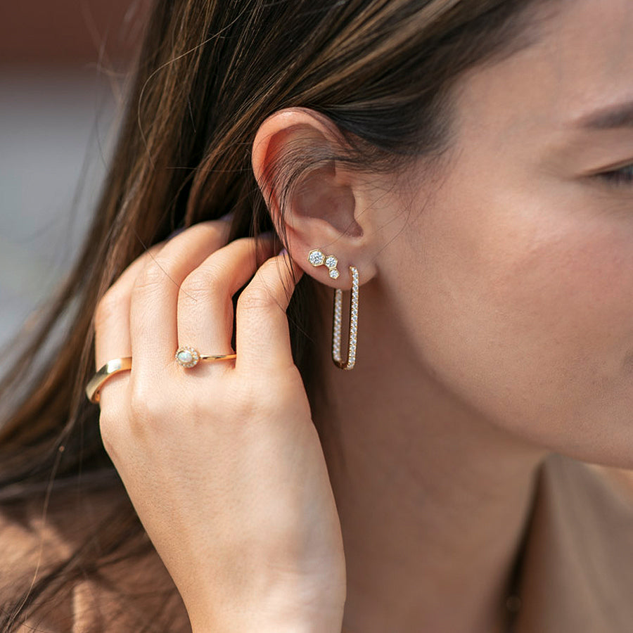Gemstone Rectangle Stud Earring