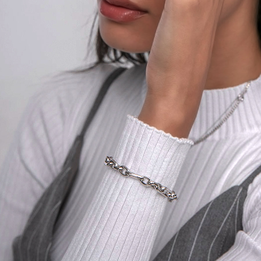 sterling silver oval link bracelet