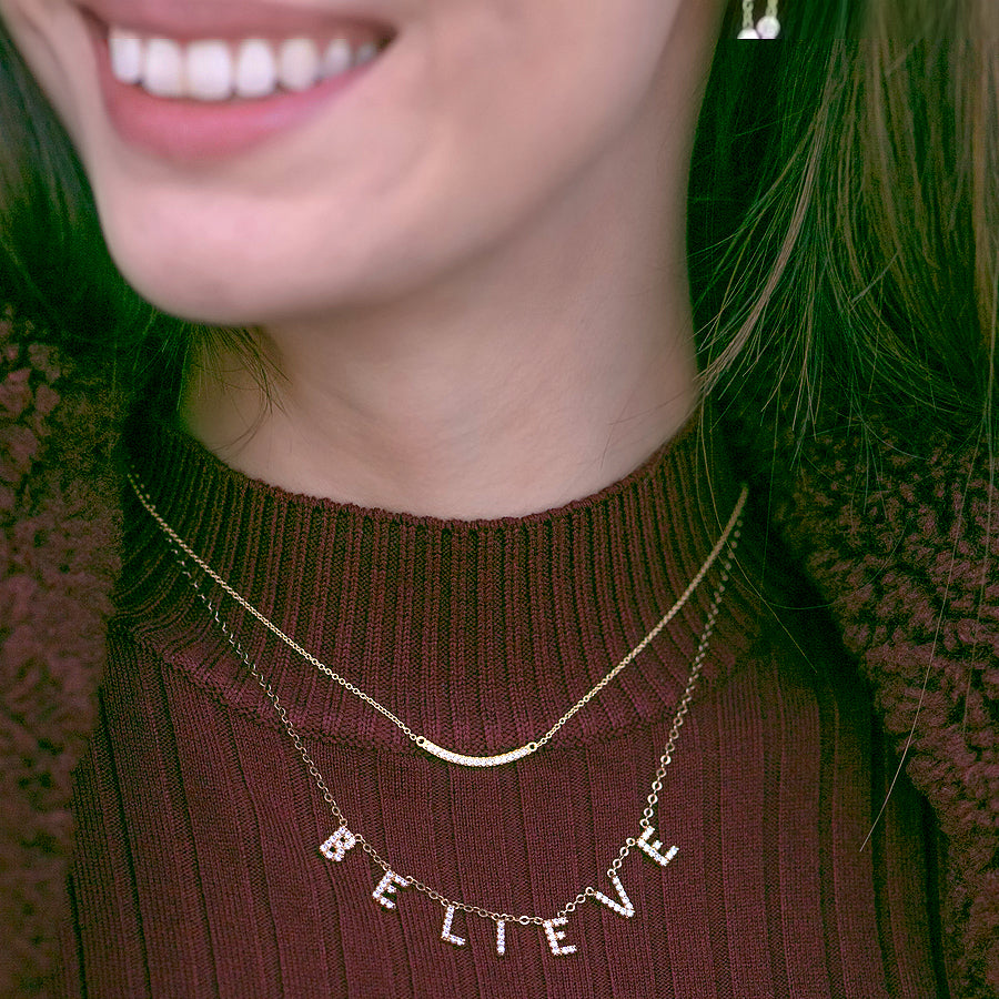 BELIEVE Charm Letter Necklace