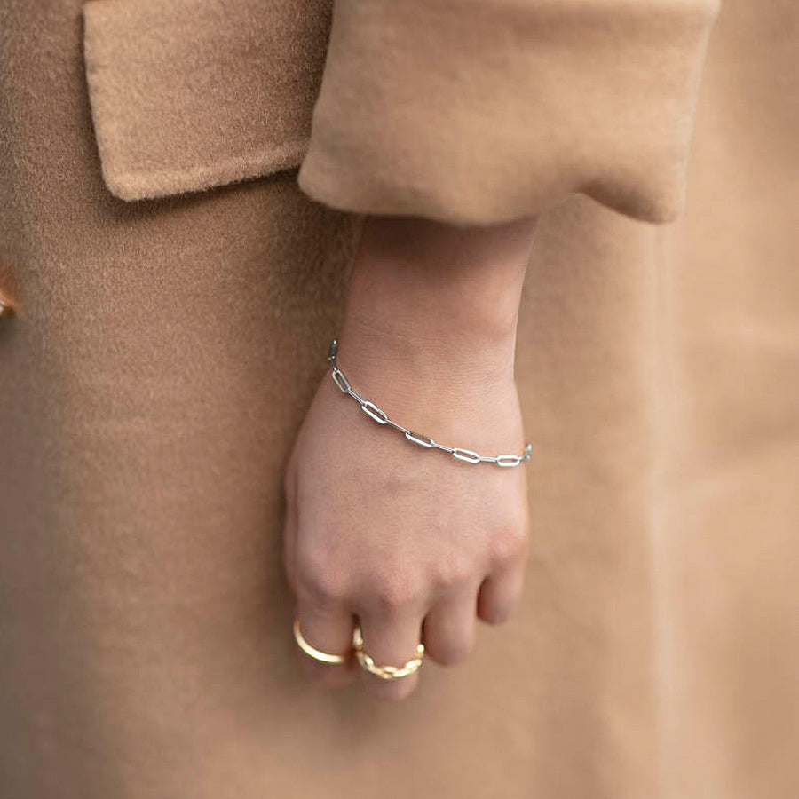 sterling silver paperclip chain bracelet