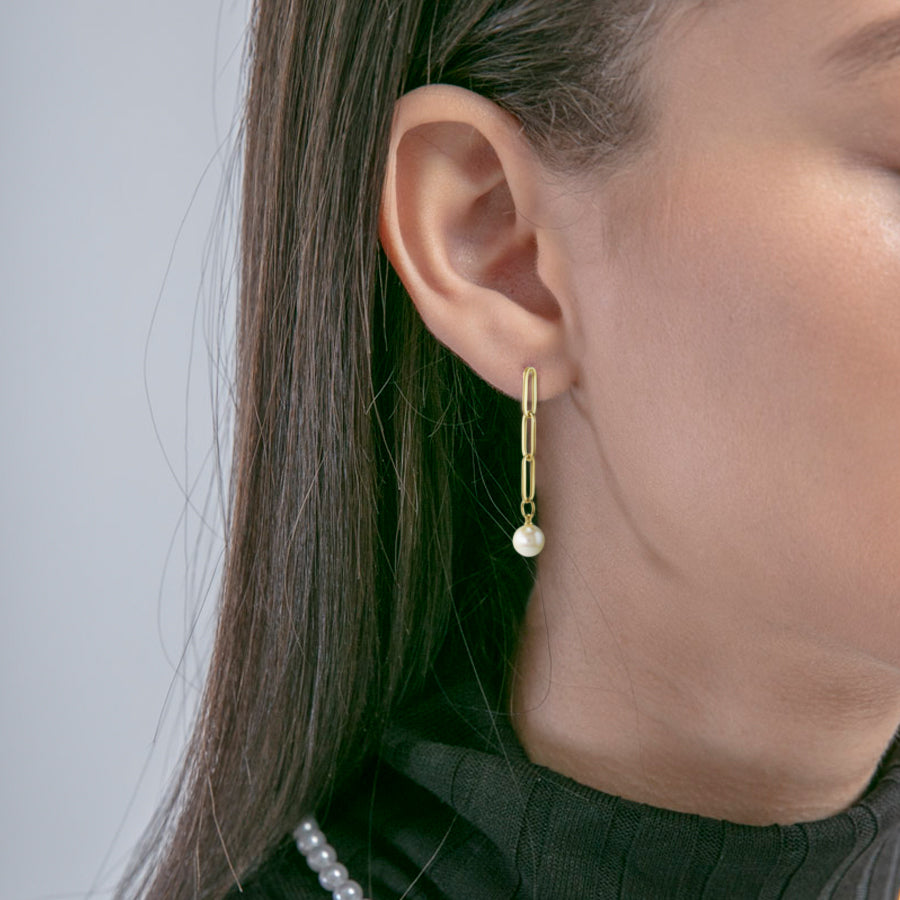 pearl chain earrings