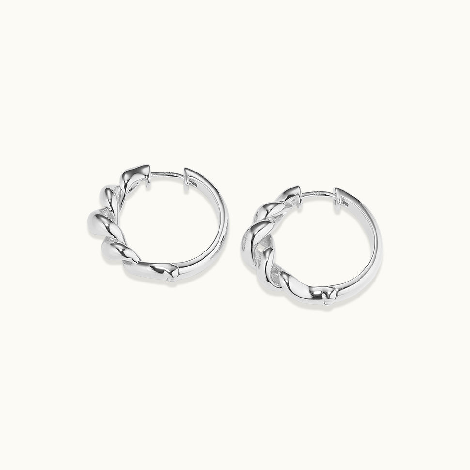 twisted silver hoop earrings
