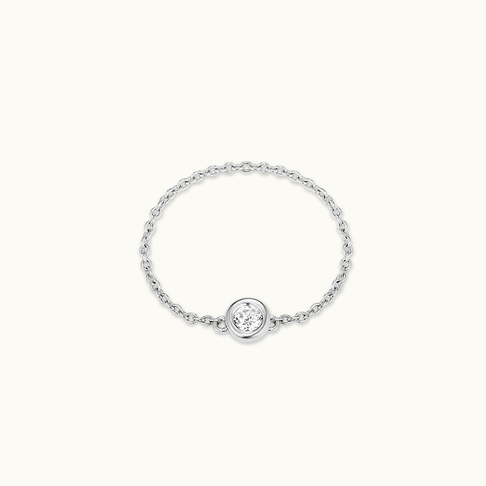 Bezel Set Silver Chain Ring