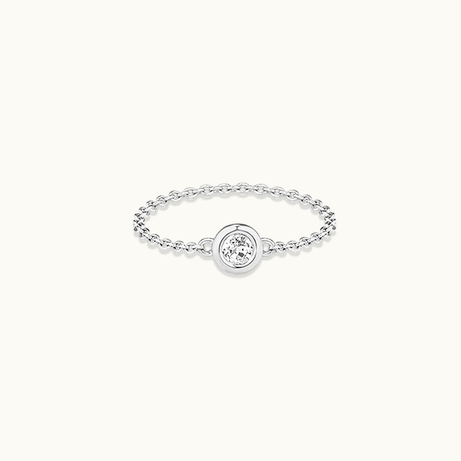 Bezel Set Silver Chain Ring