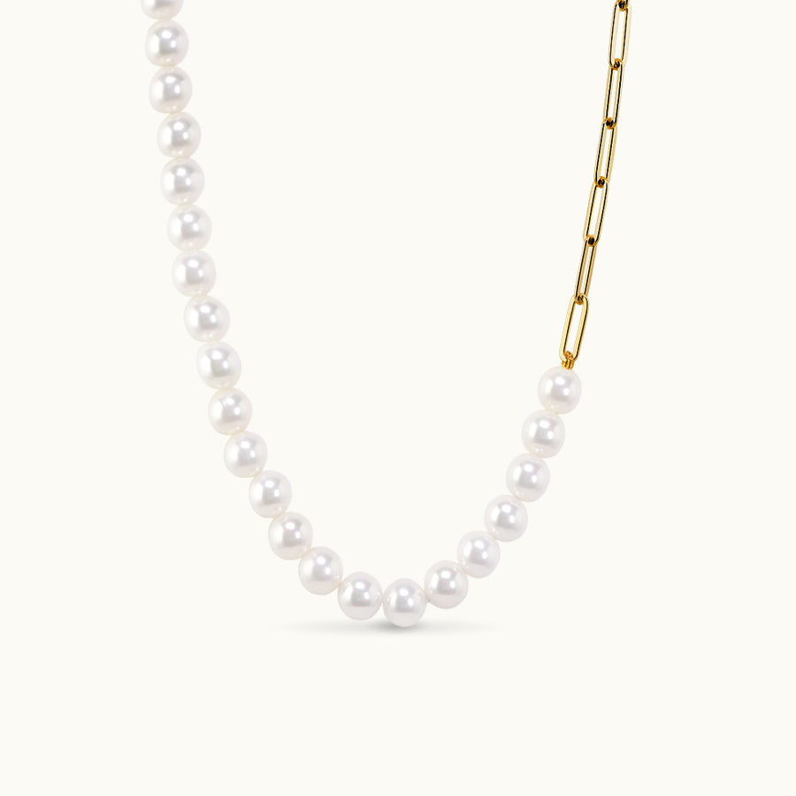 Pearl and Chain Link Necklace