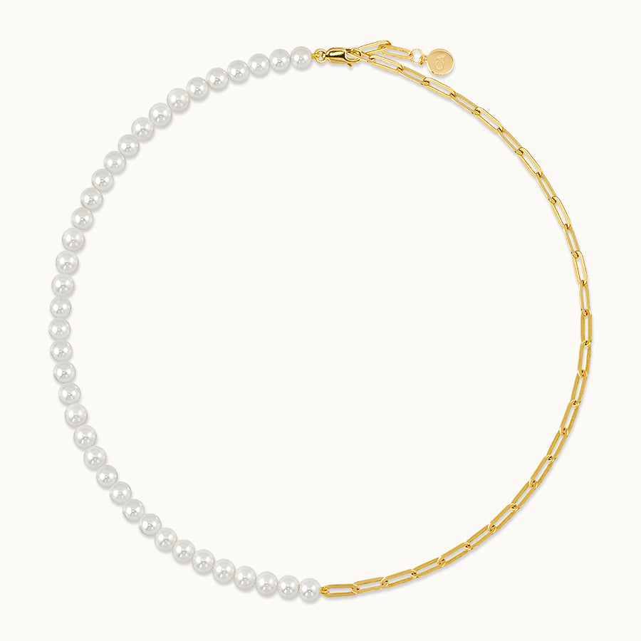 Pearl and Chain Link Necklace
