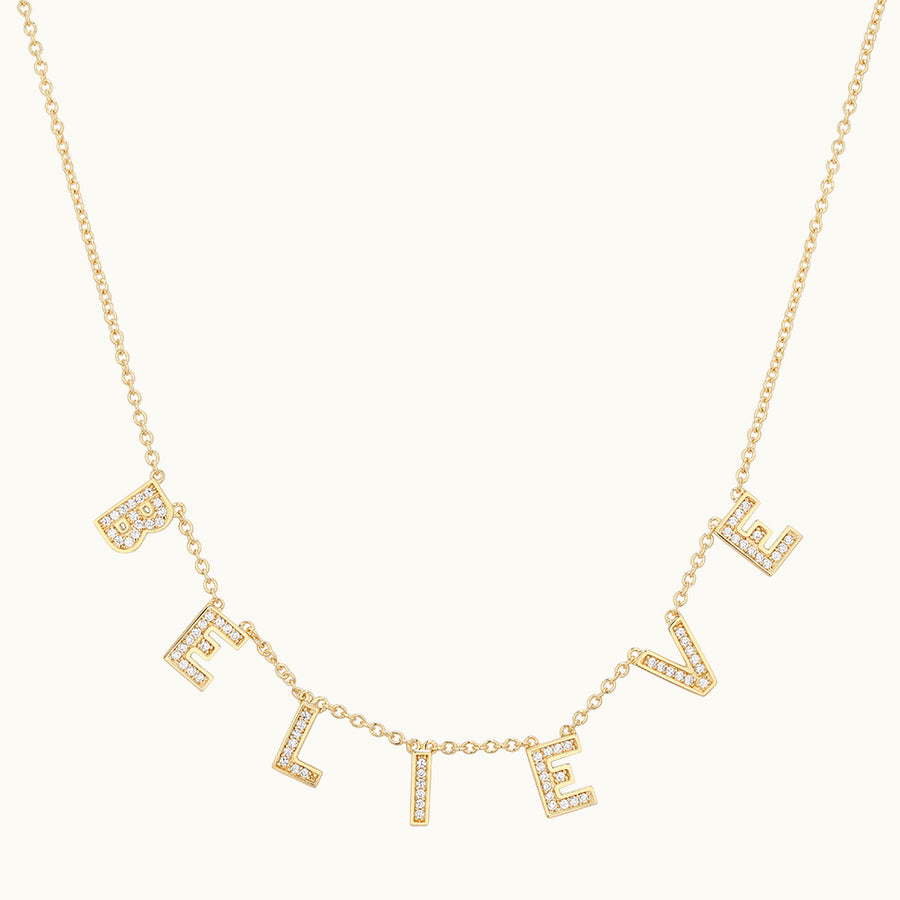 BELIEVE Charm Letter Necklace