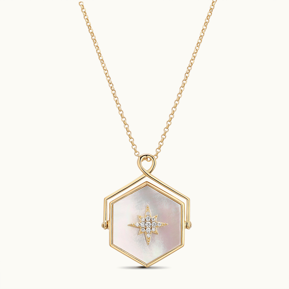 Double Sided Hexagon Pendant Necklace