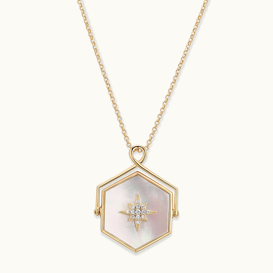 Double Sided Hexagon Pendant Necklace