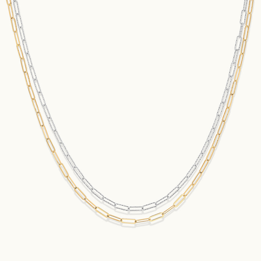 Two-tone Double Paperclip Chain Necklace