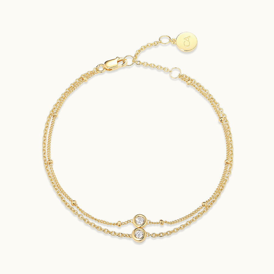 Bezel Set Double Chain Bracelet