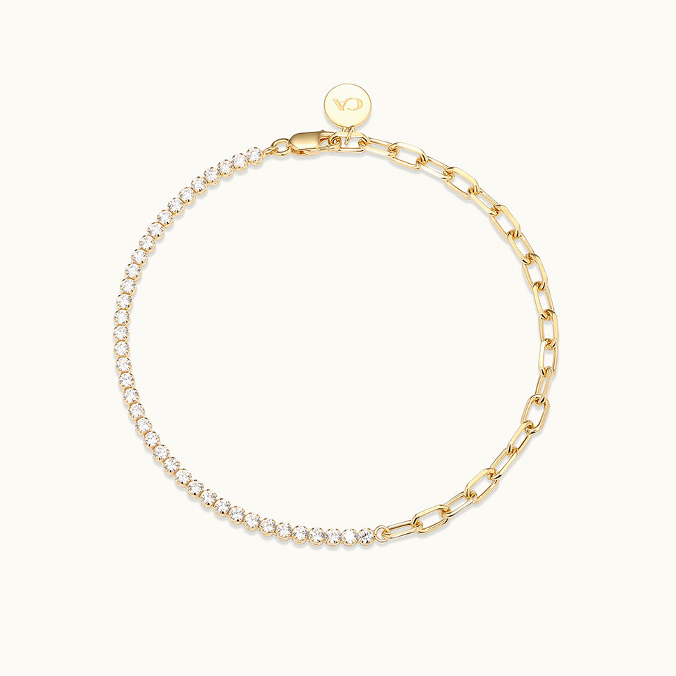 CZ Box Chain Gold Bracelet