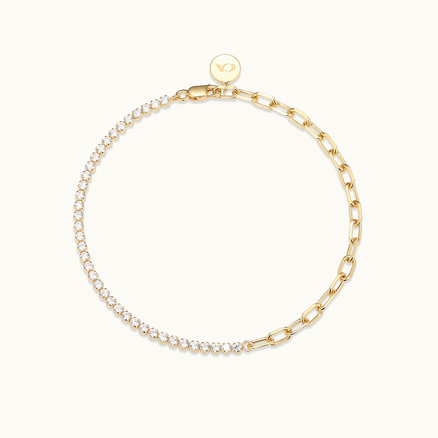 CZ Box Chain Gold Bracelet