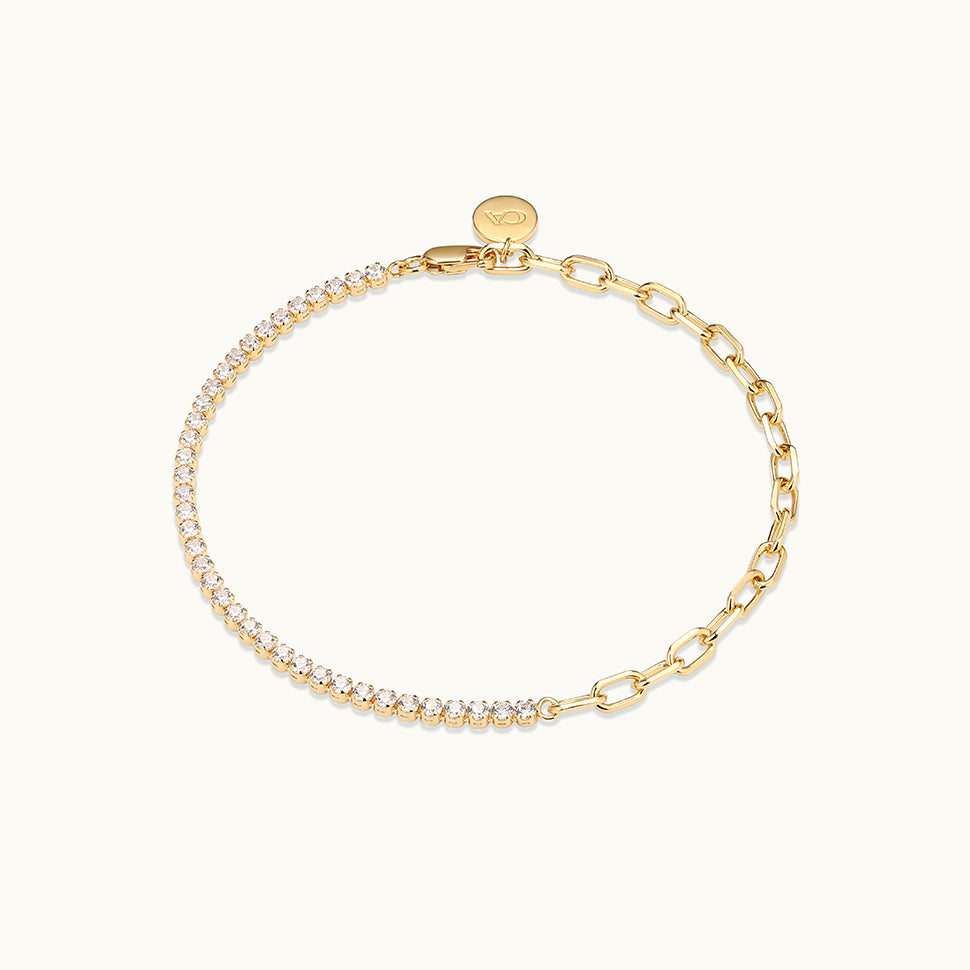 CZ Box Chain Gold Bracelet