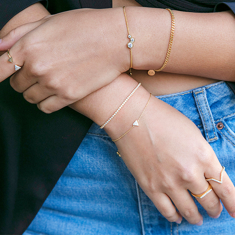 Gold bracelet, dainty gold tone stainless steel chain bracelet, waterp –  Shani & Adi Jewelry