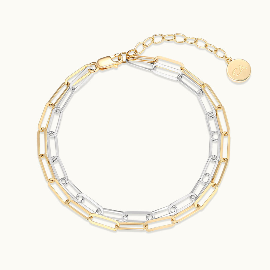 Two-tone Double Paperclip Chain Bracelet