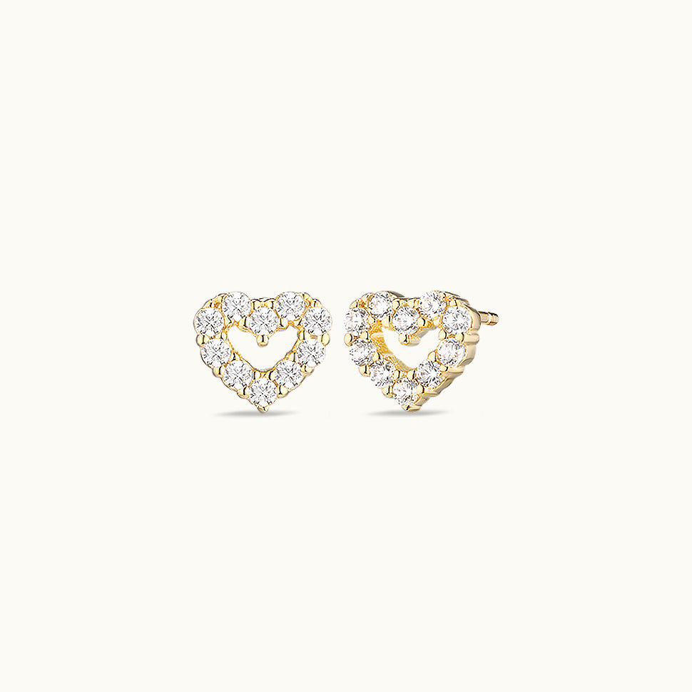 Gold Heart Stud Earring