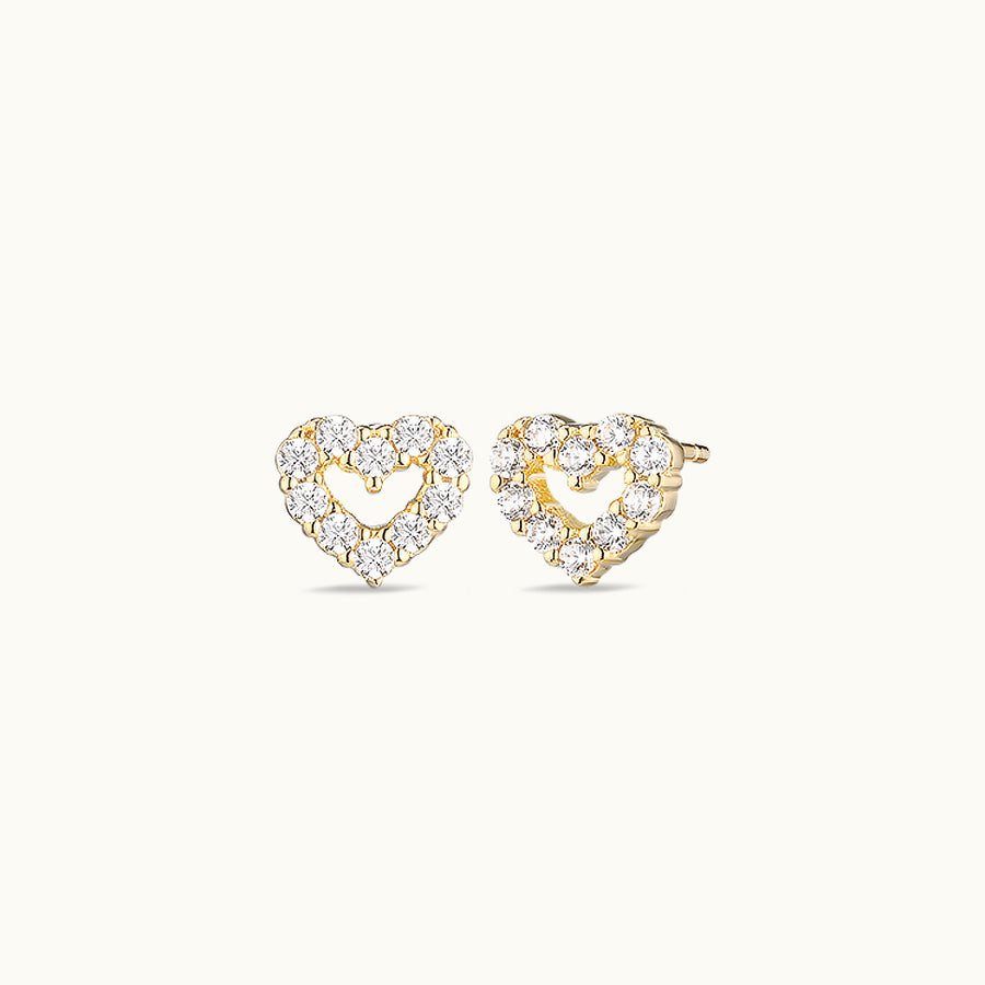 Gold Heart Stud Earring