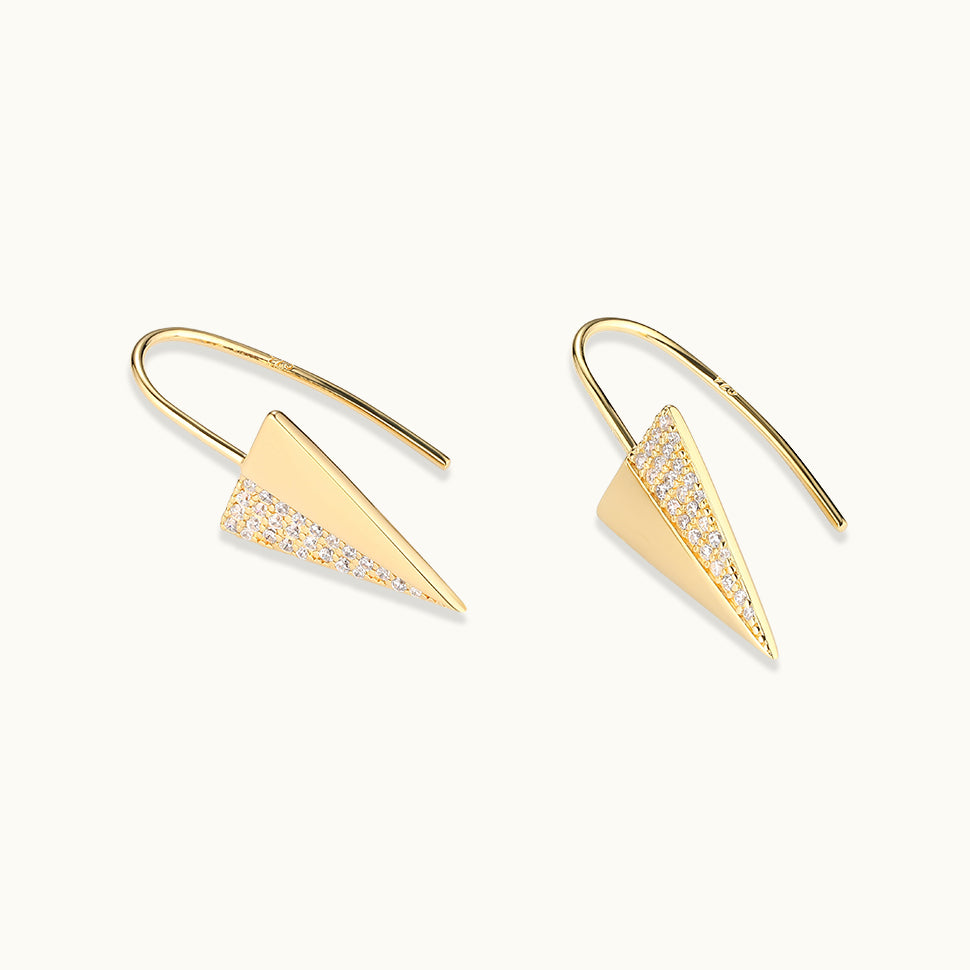 gold triangle earrings