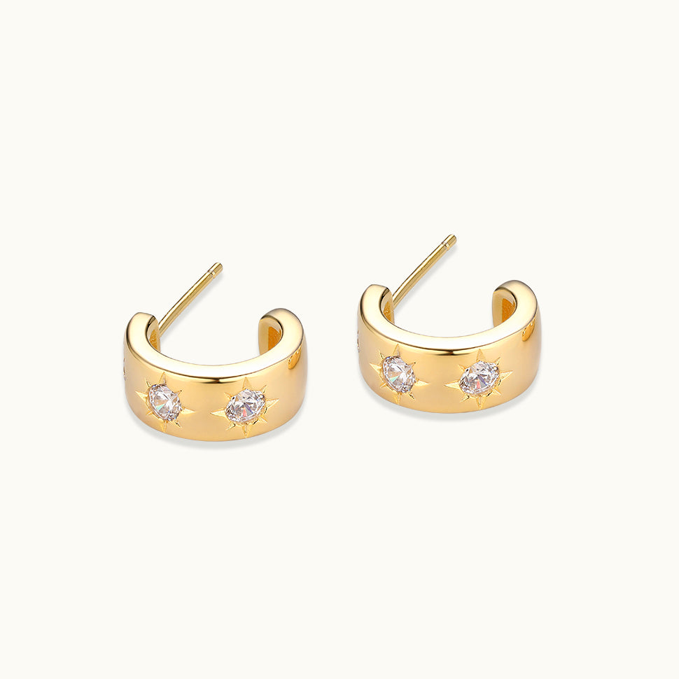 Starburst Mini Hoop Stud Earring