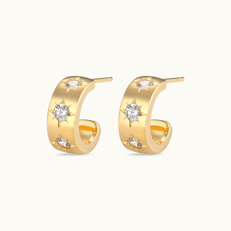 Starburst Mini Hoop Stud Earring