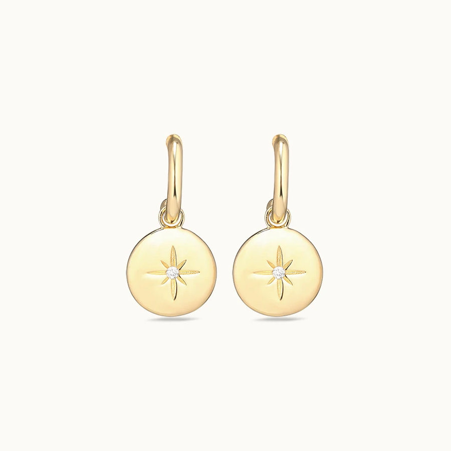 Starburst Drop Signet Earrings