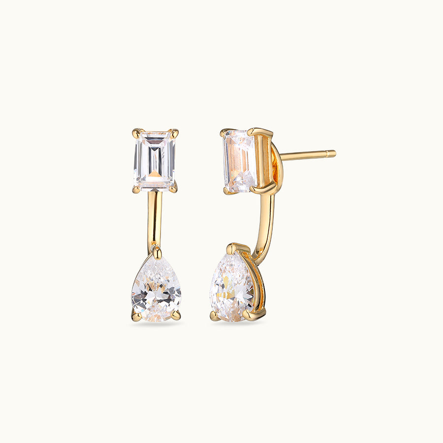 Gemstone Floating Jacket Stud Earring