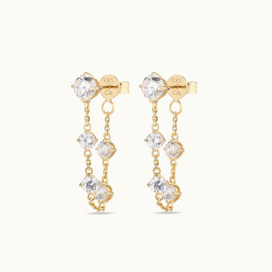 Gemstone Drop Chain Stud Earring