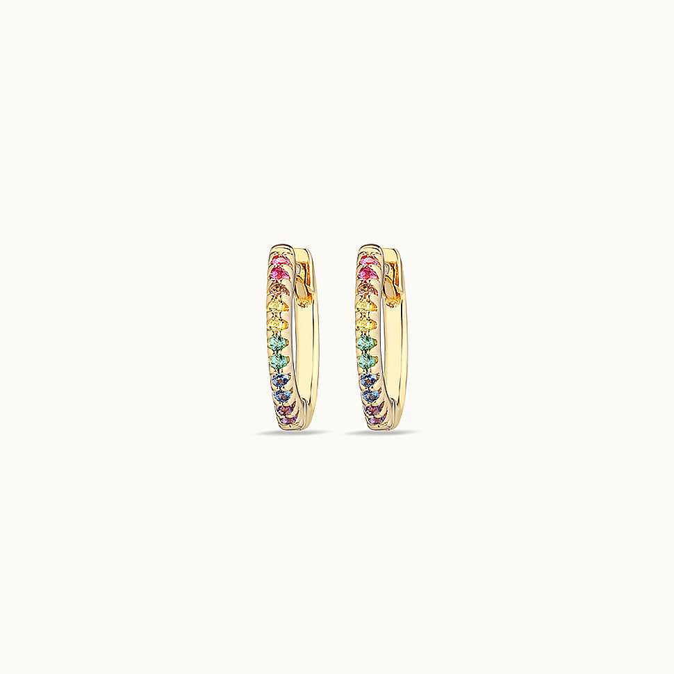 Gemstone Rainbow Hoop Earring