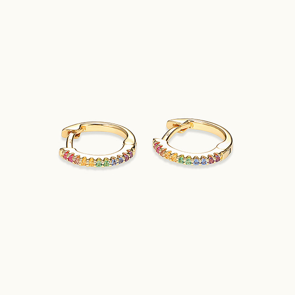 Gemstone Rainbow Hoop Earring