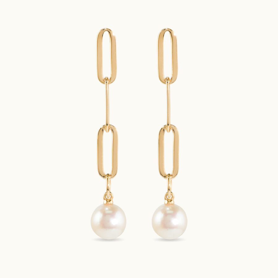 freshwater pearl chain stud earrings