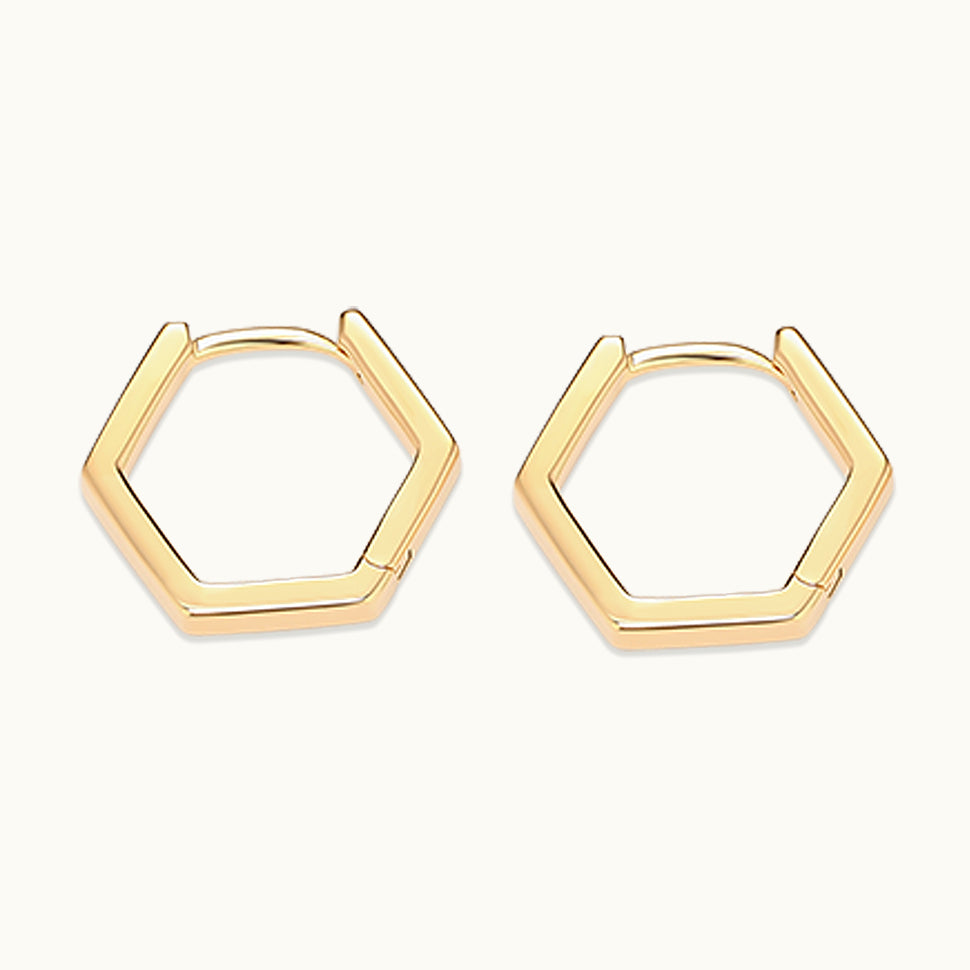 Hexagon Huggie Hoop Earring