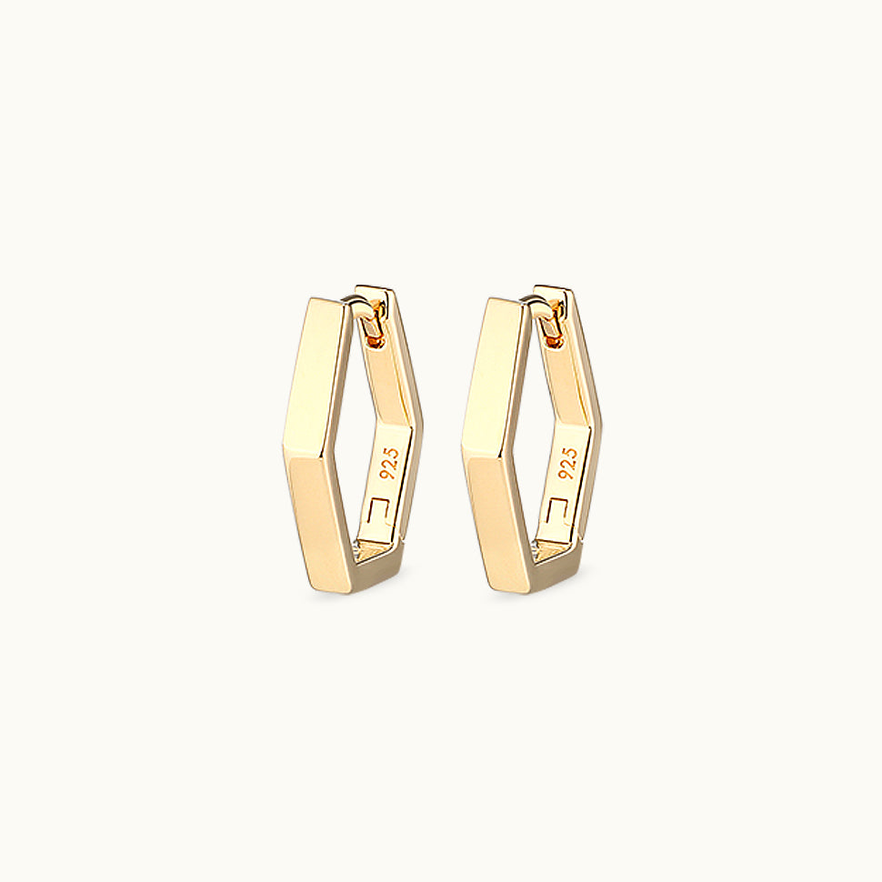 Hexagon Huggie Hoop Earring