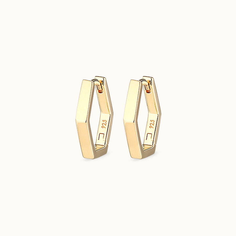 Hexagon Huggie Hoop Earring