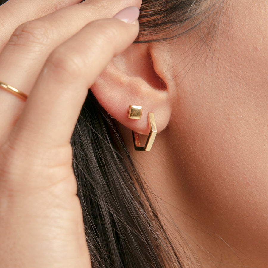 Hexagon Huggie Hoop Earring
