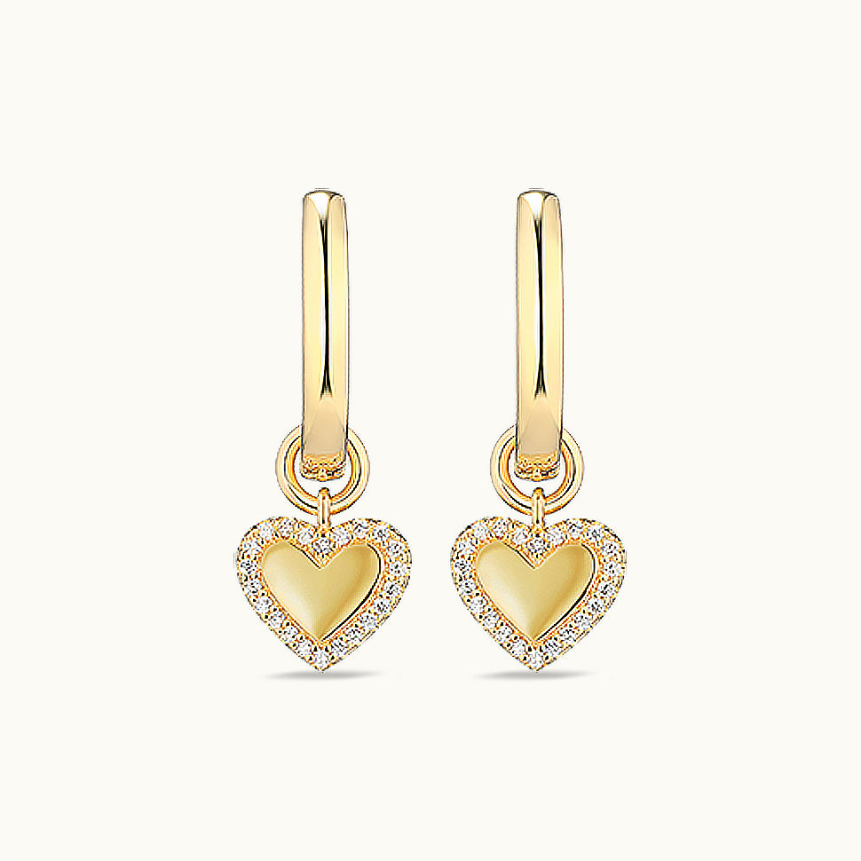 Gold Heart Charm Huggie Hoop
