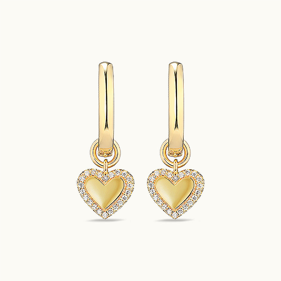 Gold Heart Charm Huggie Hoop