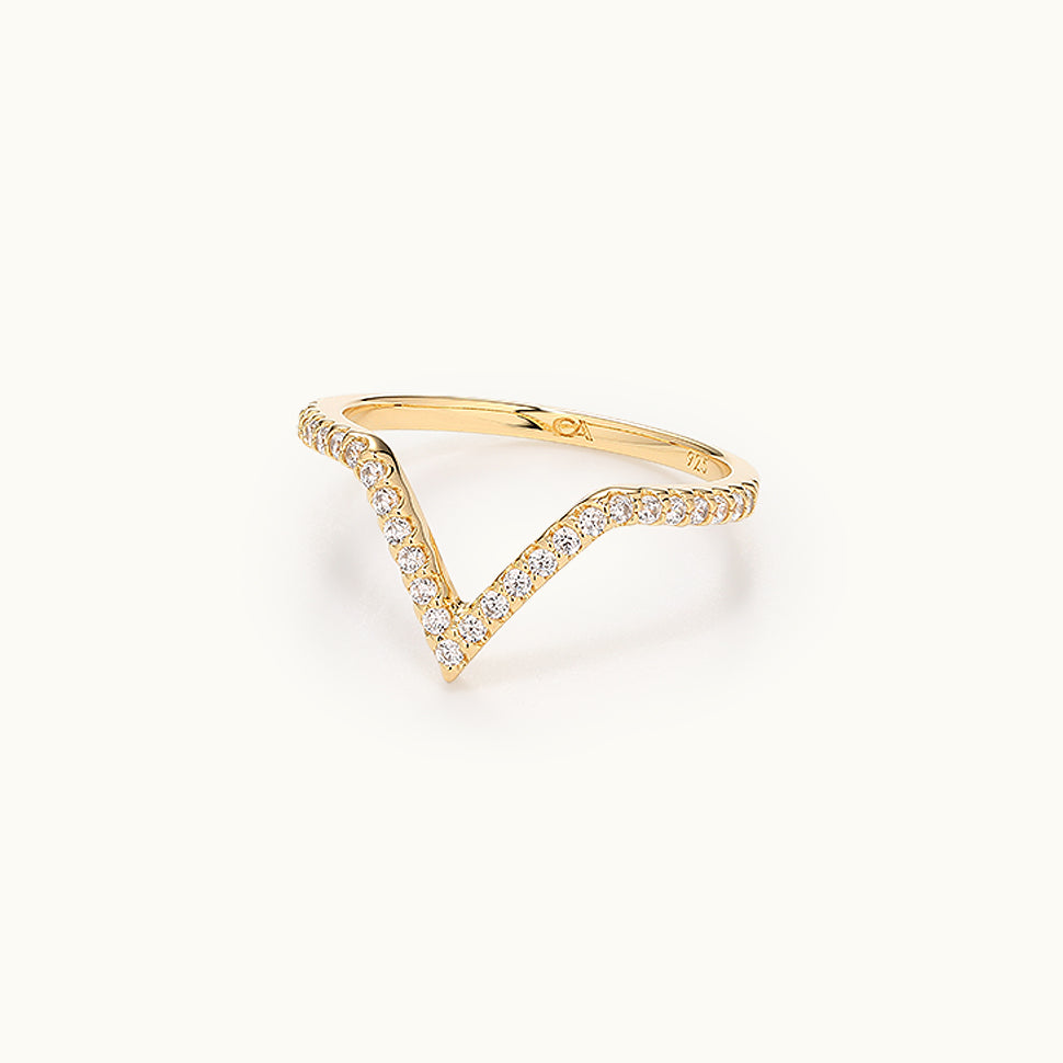 White CZ Chevron Ring