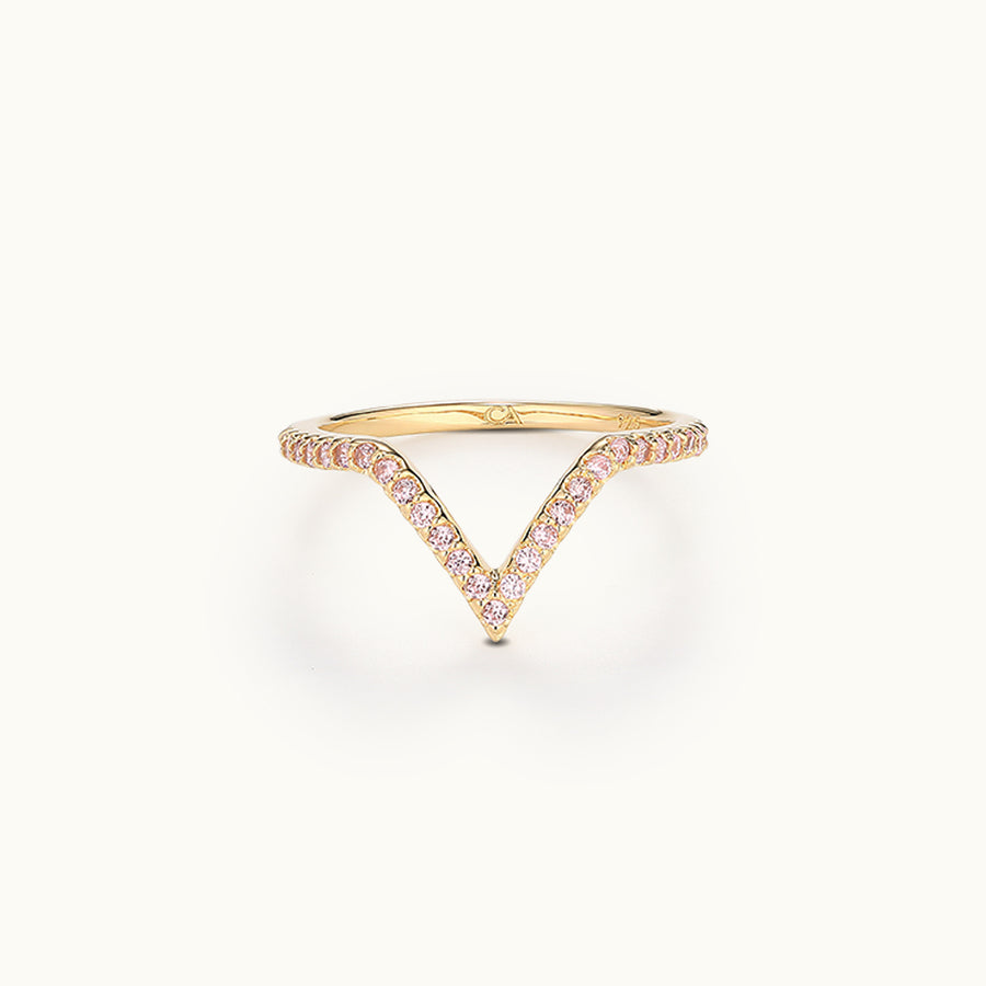 Pink CZ Chevron Ring