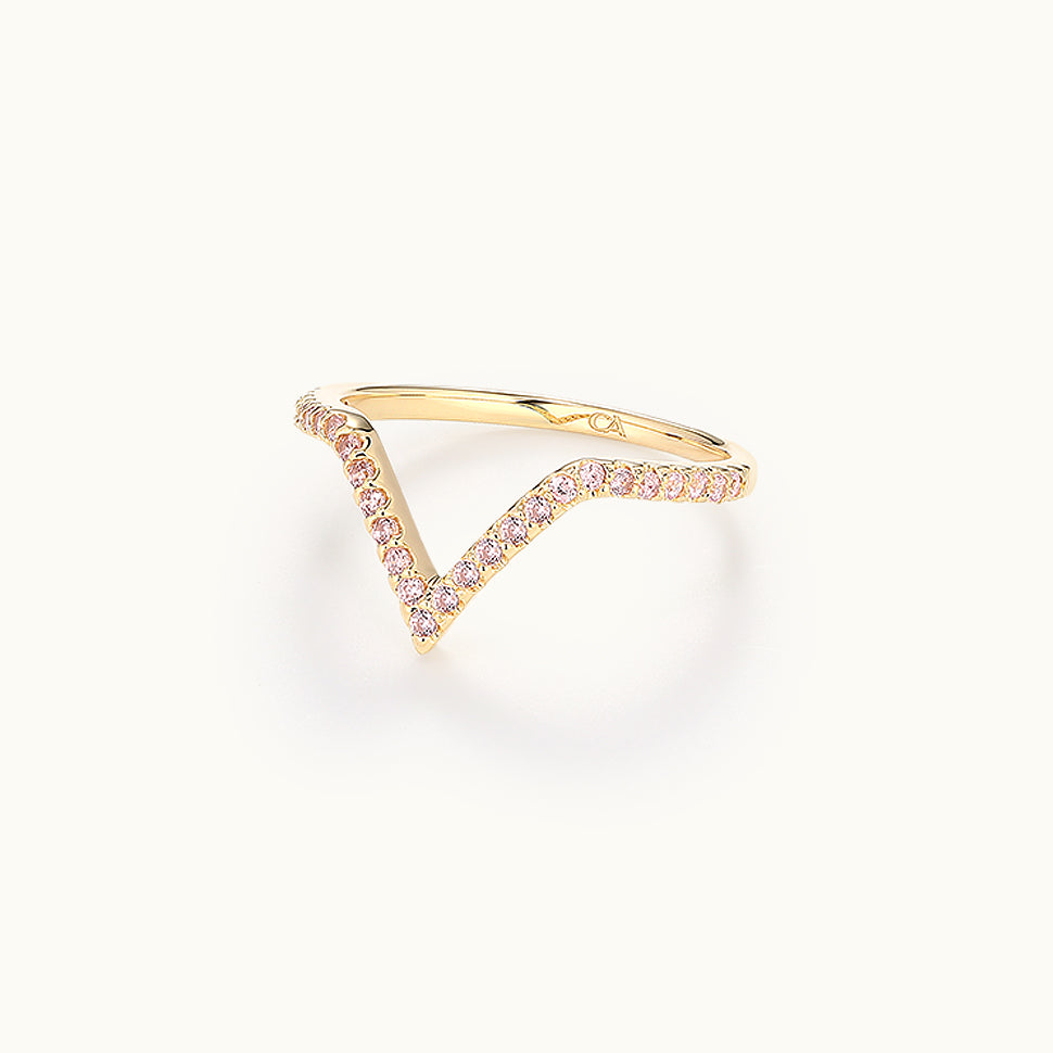 Pink CZ Chevron Ring