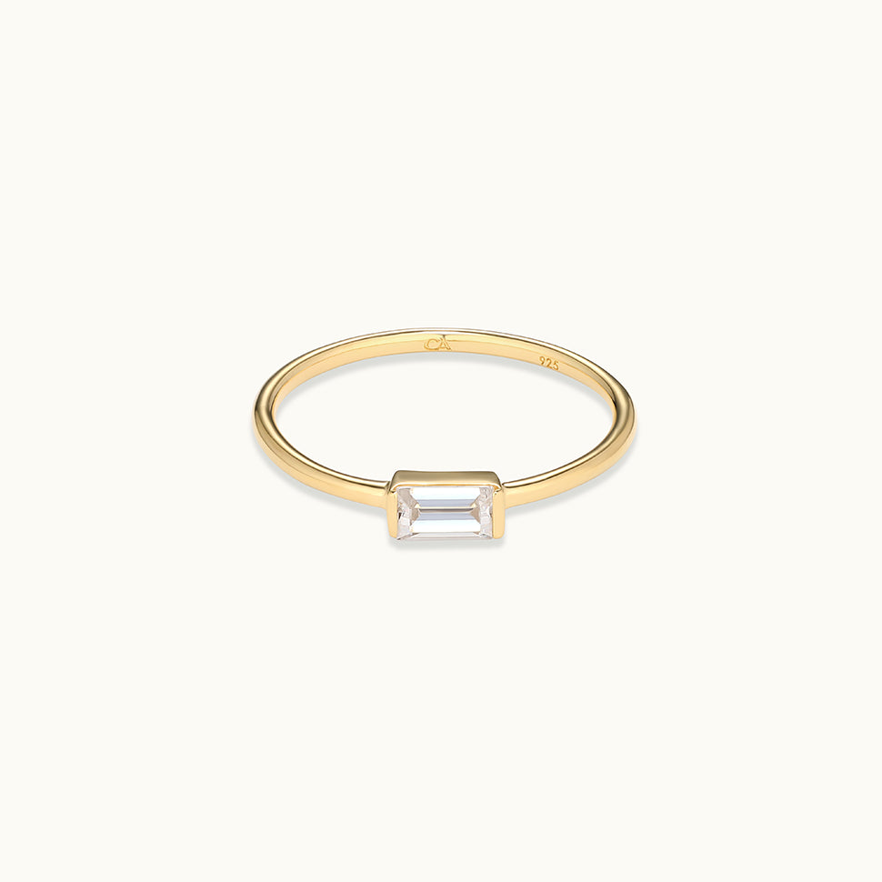 Baguette Ring, Gold Baguette Ring, Baguette Cut Ring