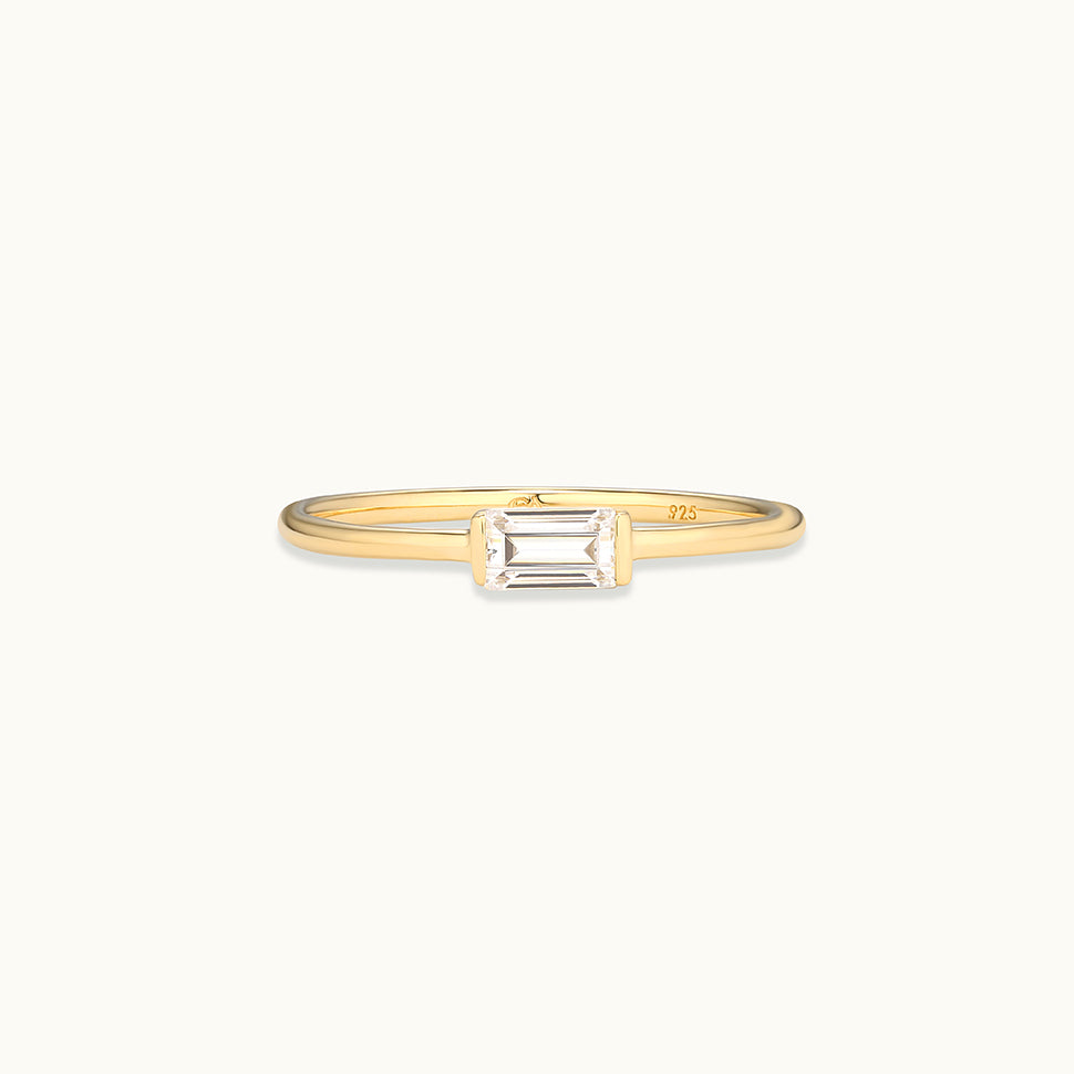 Baguette Ring, Gold Baguette Ring, Baguette Cut Ring