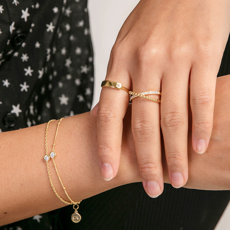 Ball & Gemstone Infinity Ring
