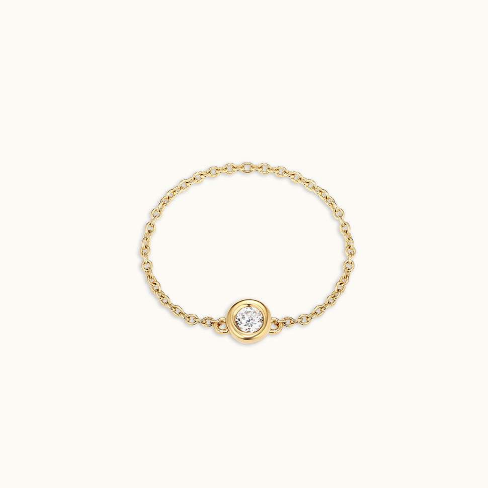 Bezel Set Gold Chain Ring